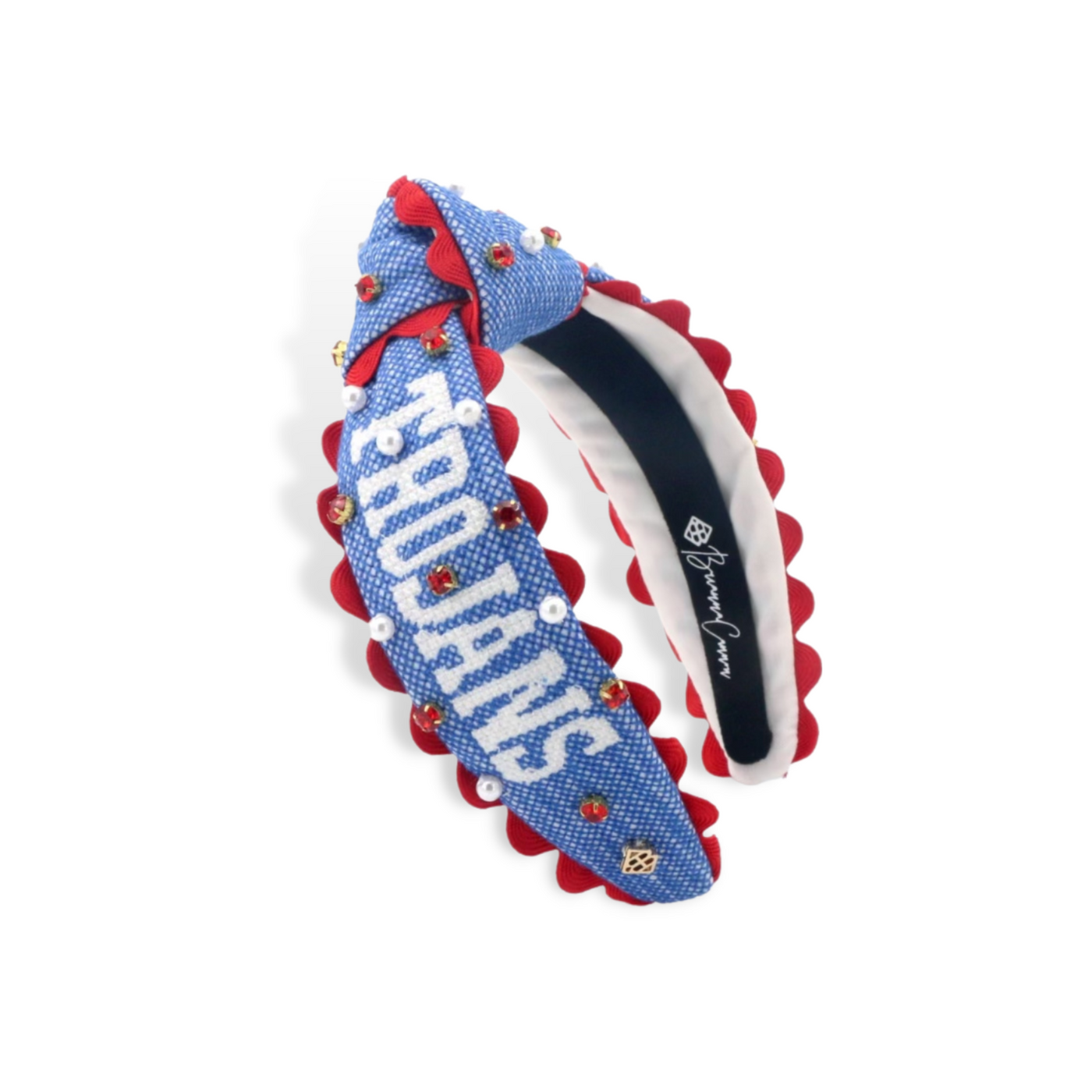 Child Size TCA TROJANS Cross-Stitch Headband With Crystals and Pearls